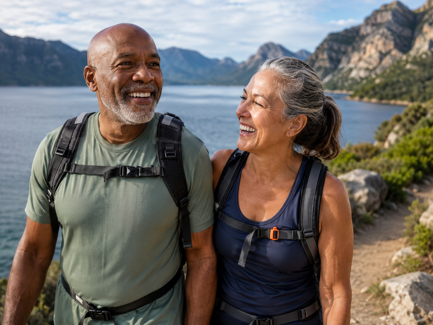 Older couple enjoying the outdoors together