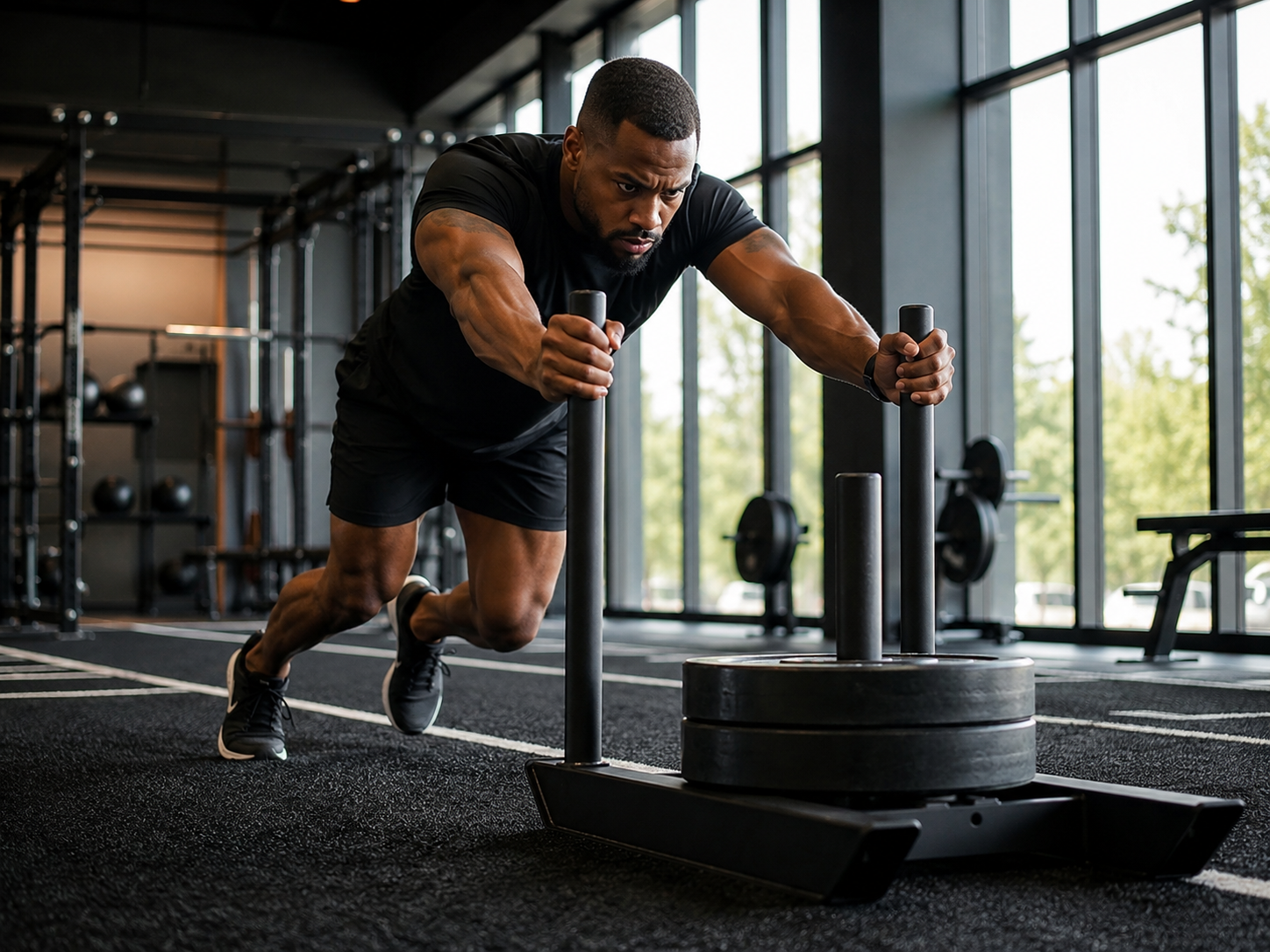 Man doing box jumps in a gym