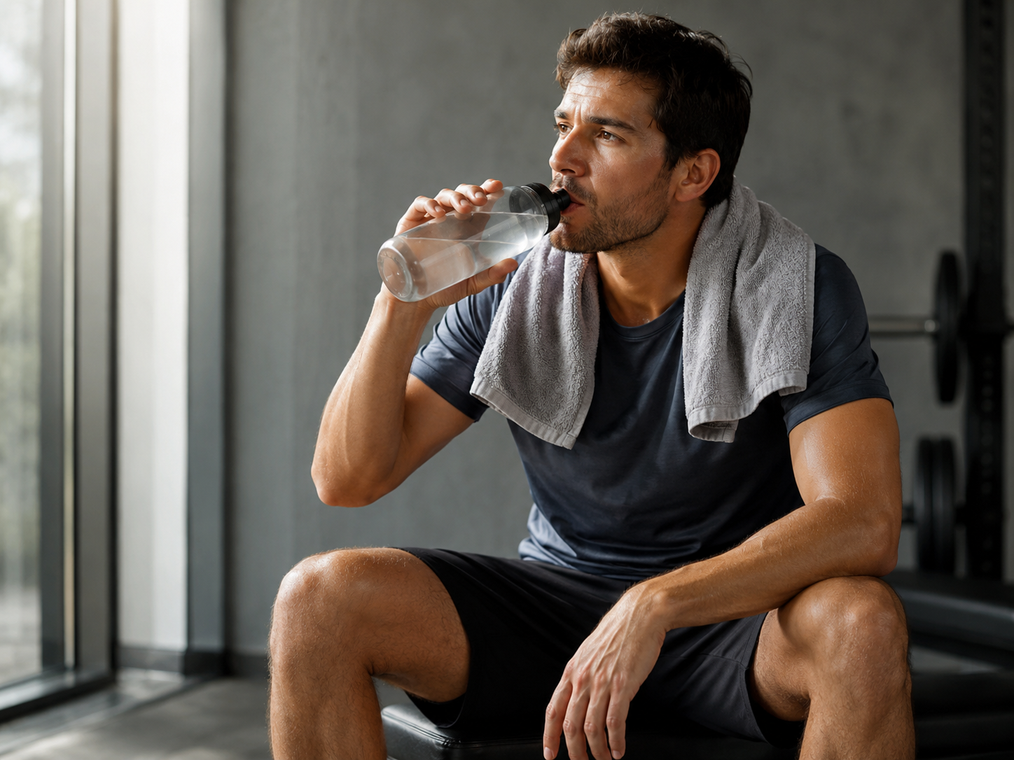 Man drinking water after a workout