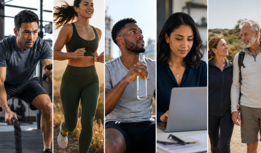 Collage of active adults at different stages of the Level IX method