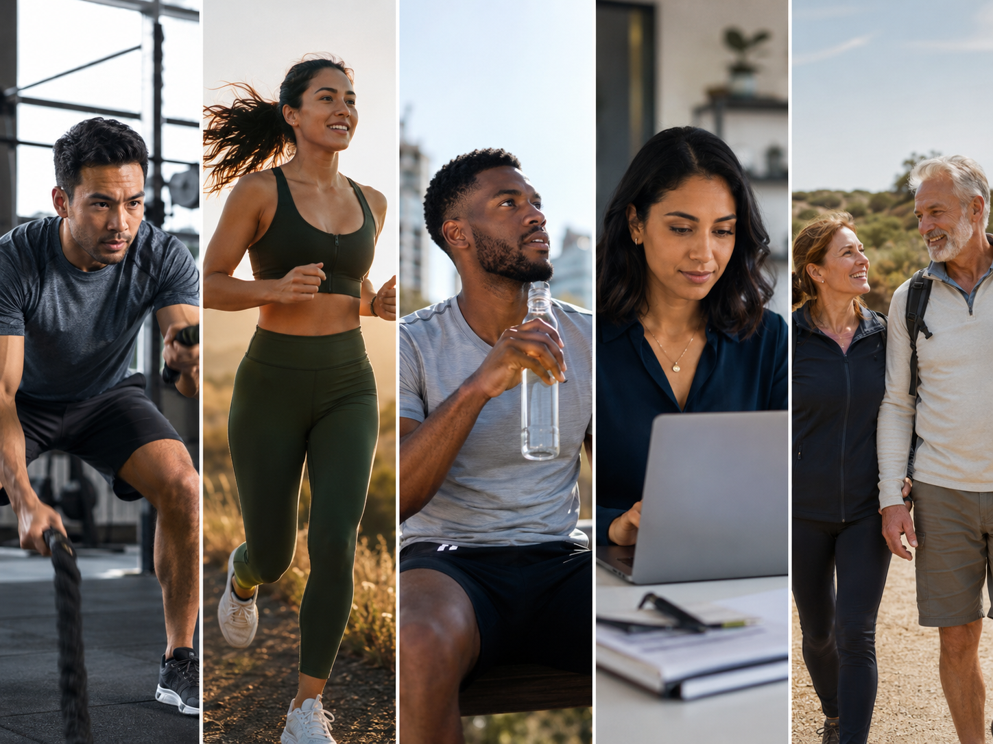 Collage of active adults at different stages of the Level IX method