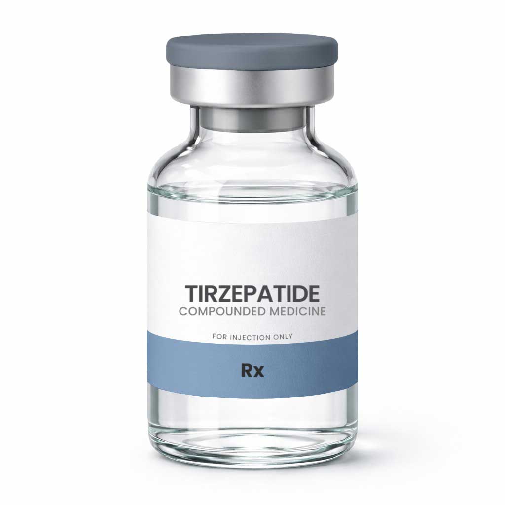 Tirzepatide compounded medication vial by Level IX Labs