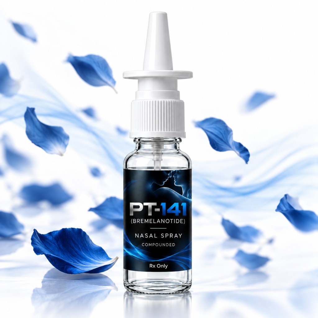 PT-141 (Bremelanotide) nasal spray bottle