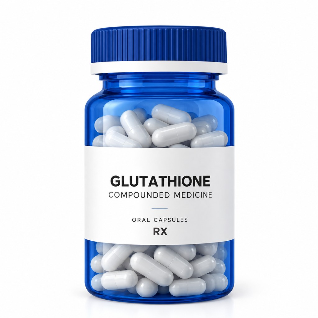 Glutathione compounded oral capsules bottle